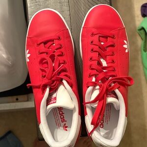 Adidas Bold Red and White Sneakers